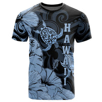 Hawaii Turtle T Shirt Polynesian Hibiscus Art Ver 2.0 Blue - Polynesian Pride