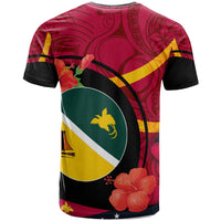 Papua New Guinea T Shirt Jiwaka Flag of PNG with Hibicus and Polynesian Culture T Shirt - Polynesian Pride