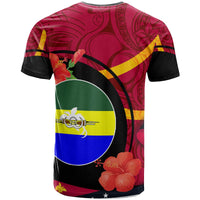 Papua New Guinea T Shirt Morobe Flag of PNG with Hibicus and Polynesian Culture T Shirt - Polynesian Pride