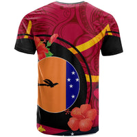 Papua New Guinea T Shirt New Ireland Flag of PNG with Hibicus and Polynesian Culture T Shirt - Polynesian Pride