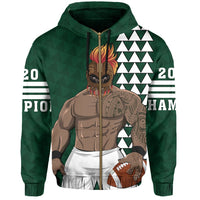 Personalize Hawaii Warrior Football Hoodie (Zipper) 2020 Champion AH - Polynesian Pride