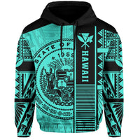 Polynesian Seal of Hawaii Hoodie Turquoise NRP Style - Polynesian Pride