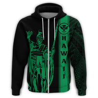 Kanaka Map King Green Zipper Hoodie Edgar Style - Polynesian Pride