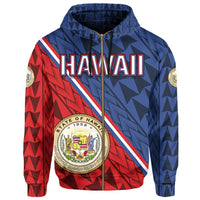 Hawaii Coat of Arms Polynesian Hoodie Zip Energetic AH - Polynesian Pride