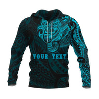 Maori Tattoo Style All Over Hoodie Blue Custom Version Unisex Blue - Polynesian Pride