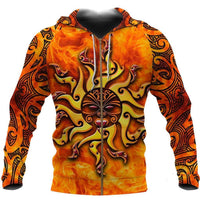 Maori Zip Hoodie Tamanuitera The Sun Unisex Red - Polynesian Pride