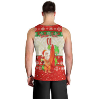 (Custom Personalised) Hawaii Christmas Men Tank Top Santa Claus Surfing Simple Style - Beige Red LT8 - Polynesian Pride