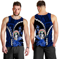 Northern Mariana Islands Men Tank Top Polynesian Style Blue Color LT6 - Polynesian Pride