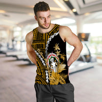 Northern Mariana Islands Men Tank Top Polynesian Style Gold Color LT6 - Polynesian Pride
