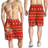 Hawaiian Santa Claus Mele Kalikimaka Men's Shorts - Aviv Style - Red - AH - Polynesian Pride