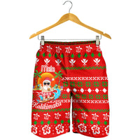 Hawaiian Santa Claus Mele Kalikimaka Men's Shorts - Aviv Style - Red - AH - Polynesian Pride