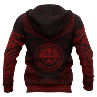 Micronesia Polynesian Chief Hoodie Red Version - Polynesian Pride