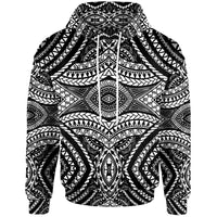 Micronesia All Over Hoodie Micronesian Pattern Unisex Black - Polynesian Pride