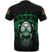 Vanuatu T Shirt Vanuatuan FLag Turtle Hibiscus (Green) - Polynesian Pride