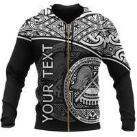 Polynesian American Samoa Custom Zip up Hoodie White Curve Unisex White - Polynesian Pride