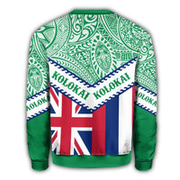 Hawaii Flag Molokai Sweatshirt - Green - Mit Style - AH - Polynesian Pride
