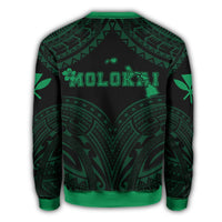 Hawaiian Kanaka Map Polynesian Molokai Sweatshirt - Green - Brad Style - AH - Polynesian Pride