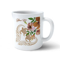 (Personalized) Hawaii Couple Turtle Kanaka Hibiscus Valentine Mug - Eras Style - AH Mug 11oz White - Polynesian Pride
