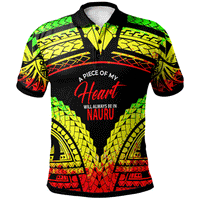 Nauru Polo Shirt A Piece Of My Heart Unisex Black - Polynesian Pride