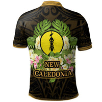 New Caledonia Polo Shirt Polynesian Gold Patterns Collection - Polynesian Pride