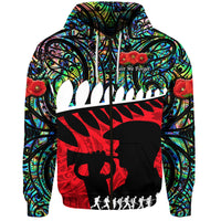 Custom New Zealand Maori ANZAC Hoodie Remembrance Soldier Paua Shell LT8 - Polynesian Pride