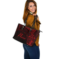 Nauru Leather Tote - Red Color Cross Style - Polynesian Pride