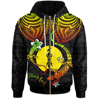 New Caledonia Custom Zip up Hoodie Lizard Good Chest Unisex Reggae - Polynesian Pride
