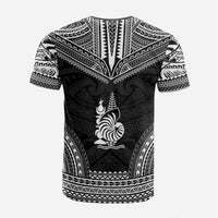 New Caledonia Custom T Shirt New Caledonia Coat Of Arms Polynesian Chief Tattoo Black Version Unisex Black - Polynesian Pride