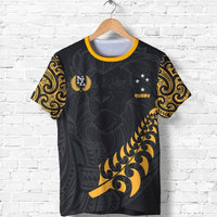 New Zealand Shirt, Maori Silver Fern Lion Rugby T Shirt Unisex Black - Polynesian Pride