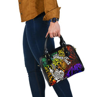 New Caledonia Custom Personalised Shoulder Handbag - Rainbow Polynesian Pattern - Polynesian Pride