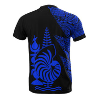 New Caledonia Custom T Shirt Polynesian Pattern Blue Style - Polynesian Pride