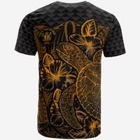 Niue T Shirt Niue Seal Turtle Hibiscus Gold - Polynesian Pride