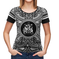 Norfolk Island All T Shirt Norfolk Island Coat Of Arms Polynesian White Black - Polynesian Pride