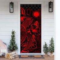 Northern Mariana Islands Door Cover Turtle Hibiscus Red - Polynesian Pride