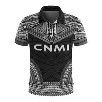 Northern Mariana Islands Polo Shirt Seal Polynesian Chief Tattoo Black Version Unisex Black - Polynesian Pride