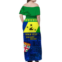 (Custom Personalised) Malampa Fiji Day Off Shoulder Long Dress Vanuatu Polynesia mix Flowers LT13 - Polynesian Pride