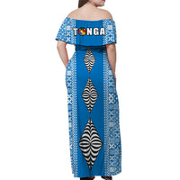 Tonga Rugby Off Shoulder Long Dress - Mate Ma'a Tonga Version Blue LT13 - Polynesian Pride