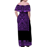 (Custom Personalised) Polynesian Off Shoulder Long Dress Dashiki With Polynesian Tattoo Royal Purple Version LT14 - Polynesian Pride