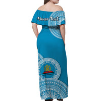 (Custom Your Class Year) Lavengamalie Tonga College Off Shoulder Long Dress Class Of Year Tongan Ngatu Pattern LT14 - Polynesian Pride