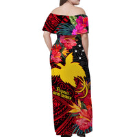 (Custom Personalised) Papua New Guinea Off Shoulder Long Dress Bird of Paradise Ver.01 LT13 - Polynesian Pride