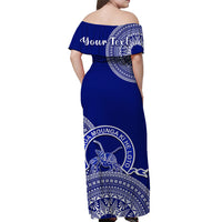 (Custom Personalised) Queen Salote Tonga College Off Shoulder Long Dress Class Of Year Tongan Ngatu Pattern LT14 - Polynesian Pride