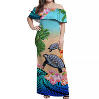 Custom Polynesian Tribal Turtle Coconut Tree And Orchids Matching Dress and Hawaiian Shirt LT14 - Polynesian Pride