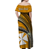 Custom Wallis And Futuna Matching Dress and Hawaiian Shirt Plumeria Flowers with Gold Polynesian Pattern LT14 - Polynesian Pride