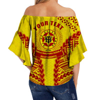(Custom Personalised) Tonga High School Off Shoulder Waist Wrap Top Gold LT13 - Polynesian Pride
