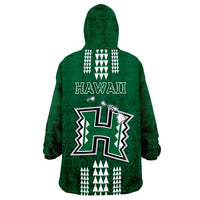 Hawaii Football Wearable Blanket Hoodie Kakau Rainbow Warriors Helmet LT14 - Polynesian Pride