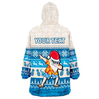 (Custom Personalised) Hawaii Mele Kalikimaka Wearable Blanket Hoodie Dabbing Santa Blue Merry Christmas LT14 - Polynesian Pride
