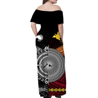 New Zealand And Papua New Guinea Off Shoulder Long Dress Together - Black LT8 - Polynesian Pride