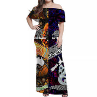 Maori Aboriginal Matching Hawaiian Shirt and Dress New Zealand Australia Together Purple LT8 - Polynesian Pride