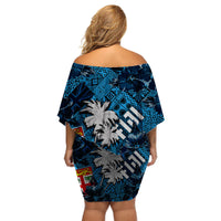 Fiji Hibiscus Off Shoulder Short Dress Hawaii Style No.1 LT6 - Polynesian Pride
