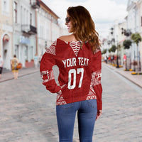 Personalised Tonga Rugby Off Shoulder Sweater Mate Ma'a Tonga Warriors LT7 - Polynesian Pride